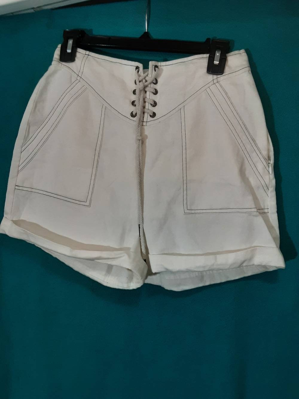 Greylin White Lace-Up High-Waist Women’s Shorts